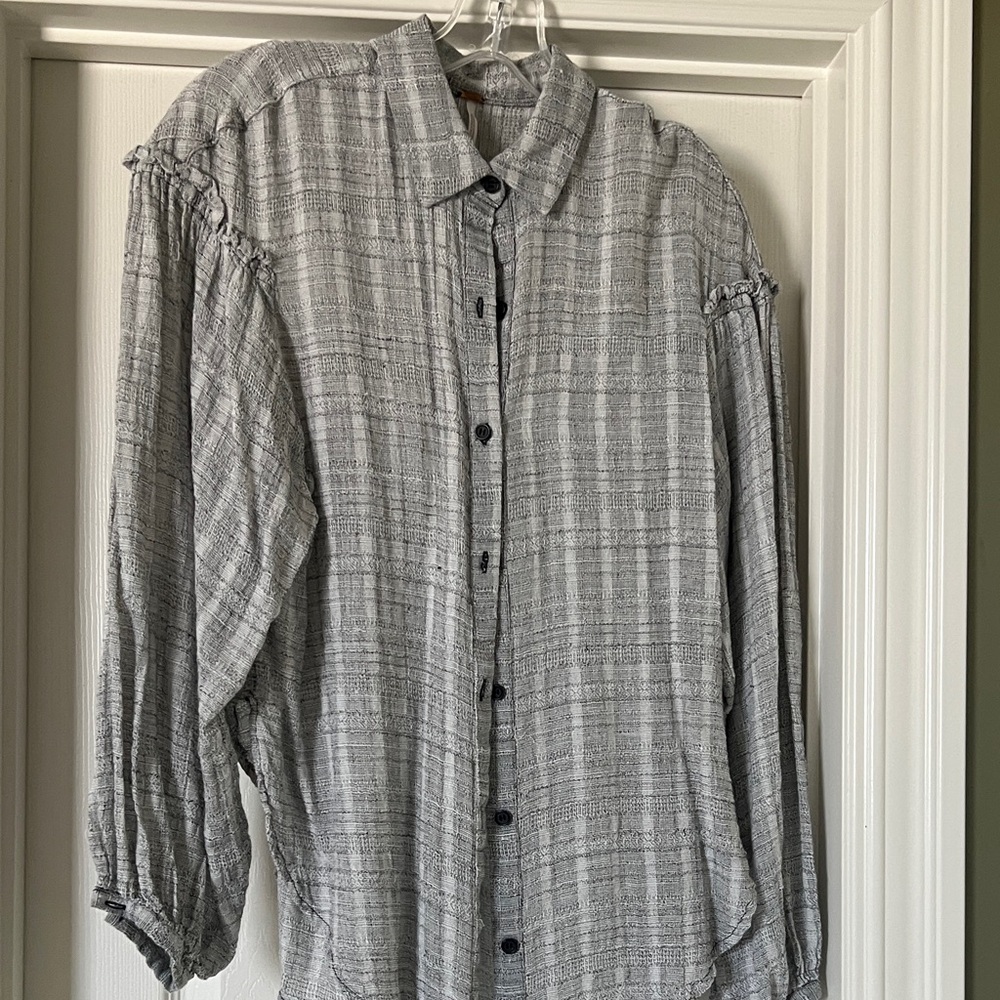Free People Gray Button Down Shirt for Women
